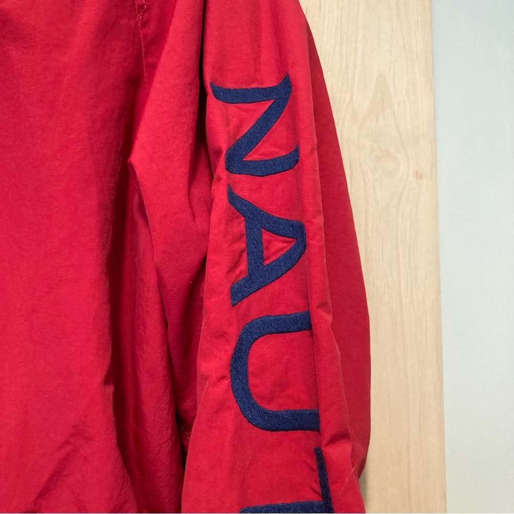 Nautica Red Windbreaker with Navy Details Mens Medium - Picture 5 of 15